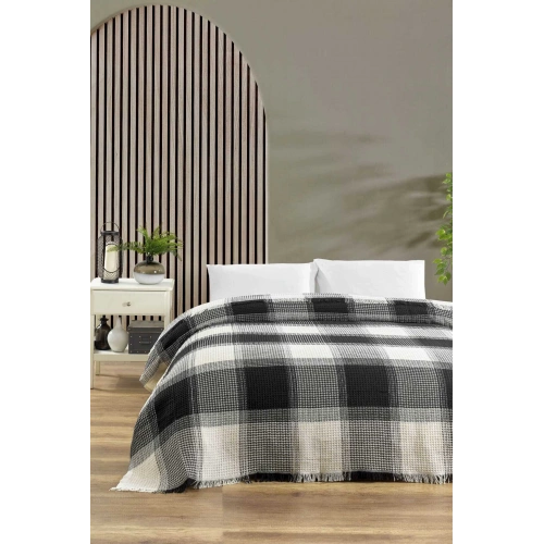 Double Bed Cover Plaid Black 200 x 230 Cm