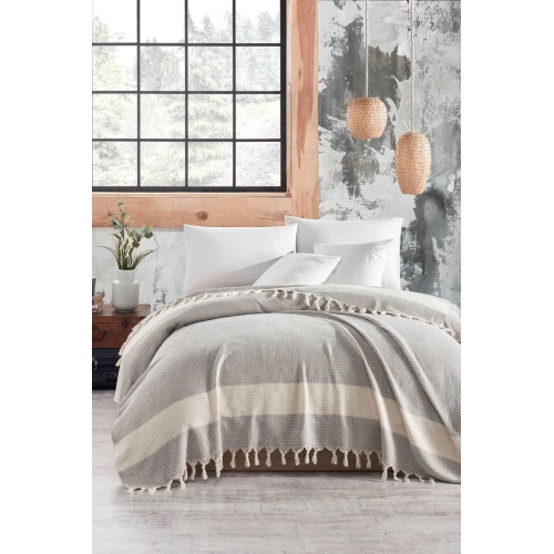 Çift Kişilik Yatak Pikesi Luna Açık Gri 200 x 230 Cm