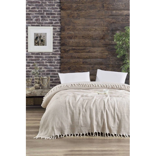 Double Bed Coverlet Piramit Beige 200 x 230 Cm