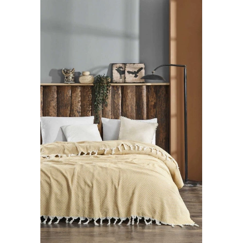 Double Bed Cover Yelda Yellow 200 x 230 Cm