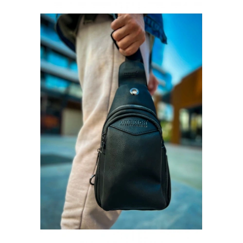 CNT008 - Leather Mens Shoulder Bag BLACK