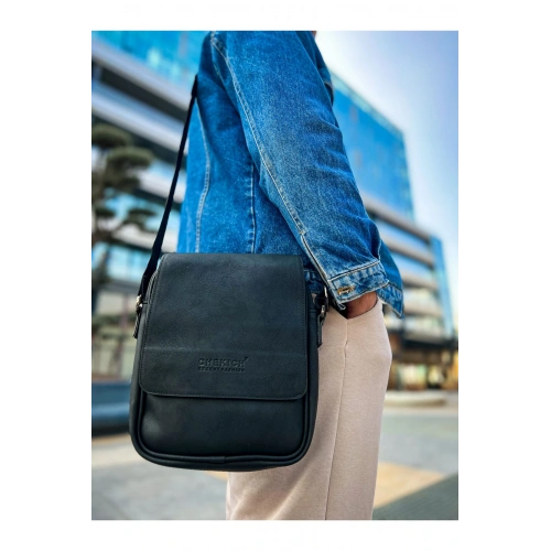 CNT009 - Cilt Deri Erkek Yan Omuz Çantası SIYAH
