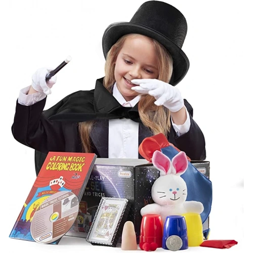 Child Size Black Wizard Cloak Black Wizard Hat and 7 Pieces of Wizard Games