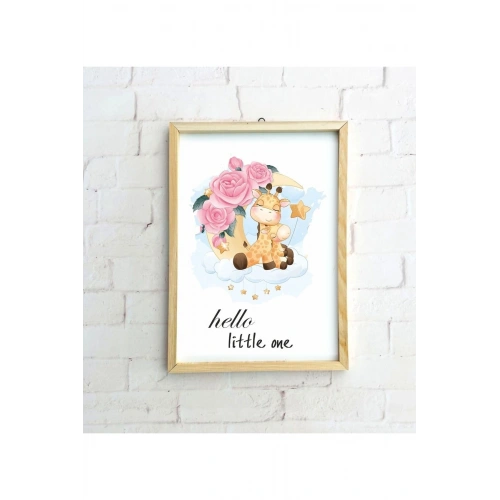 Çocuk Odası Ahşap Çerçeveli Zürafa Tablo 30 x 42