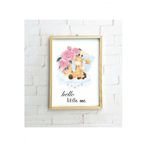 Çocuk Odası Ahşap Çerçeveli Zürafa Tablo 30 x 42