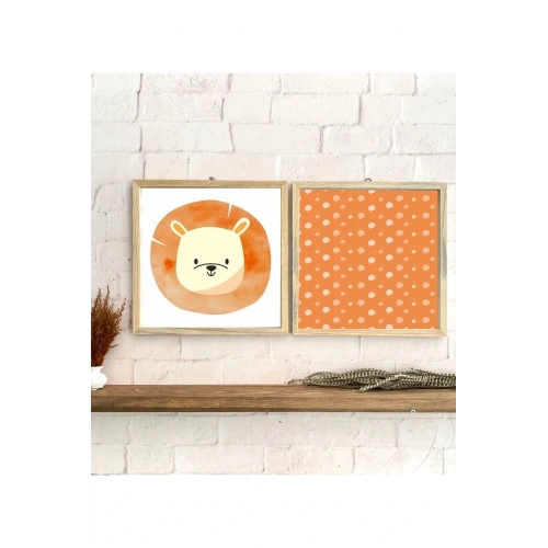 Çocuk Odası Aslan Temalı Çerçeveli Set Tablo 30 x 30