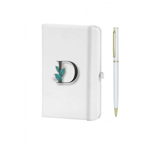 D Harfi Çiçek Baskılı Defter