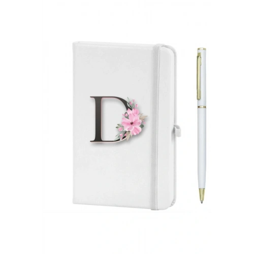 D Harfi Çiçek Desen Baskılı Defter