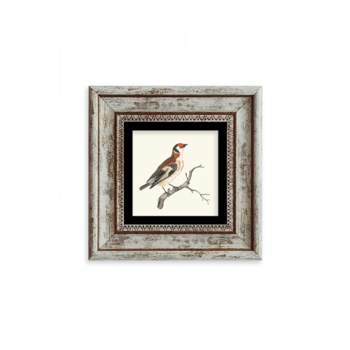 Dal ve Kuş Çerçeveli Taş Tablo 20 cm