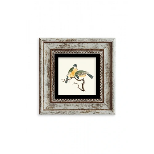 Dalda İki Kuş Çerçeveli Taş Tablo 20 cm