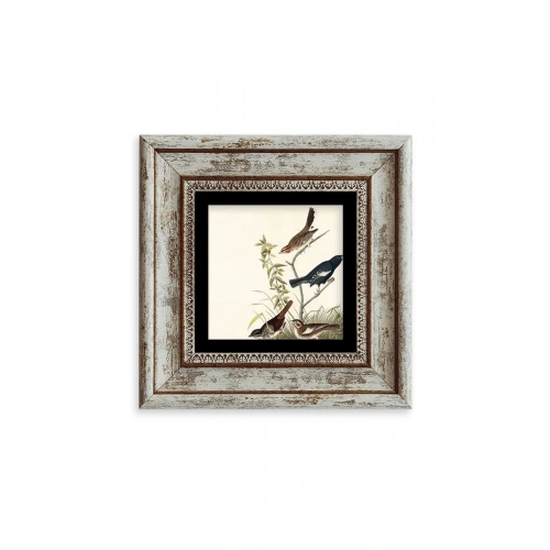 Daldaki Kuşlar Çerçeveli Taş Tablo 20 cm