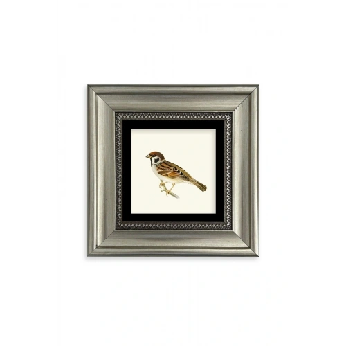 Daldaki Serçe Çerçeveli Taş Tablo 20 cm