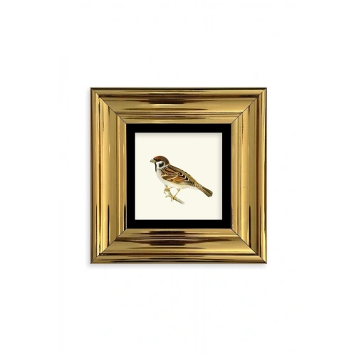 Daldaki Serçe Çerçeveli Taş Tablo 20 cm