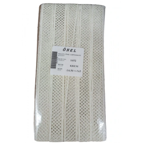 Dantel Polyester Güpür Bant Krem 14,50 Metre En 3 cm ON-1652-KR