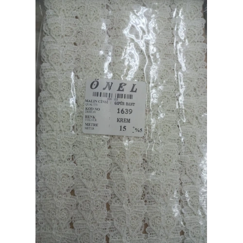 Dantel Polyester Güpür Bant Krem 15 Metre En 6 cm ON-1639-KR