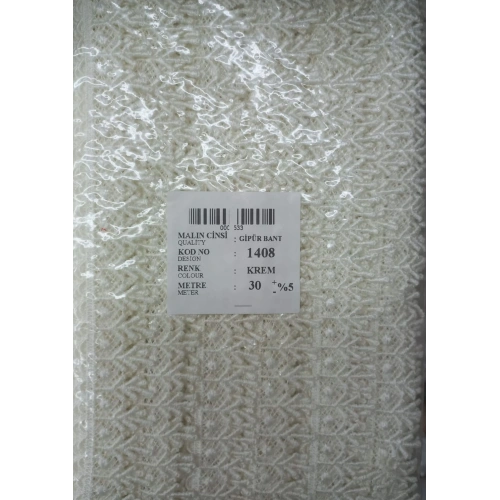 Dantel Polyester Güpür Bant Krem 30 Metre En 3 Cm On-1408-kr