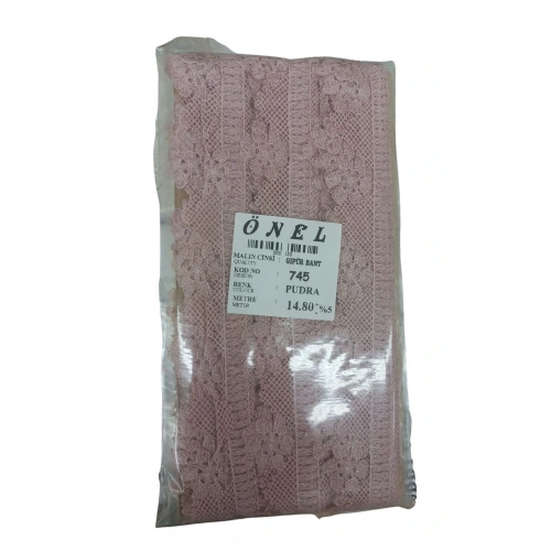 Dantel Polyester Güpür Bant Pudra 14,80 Metre En 3 cm ON-745-PU