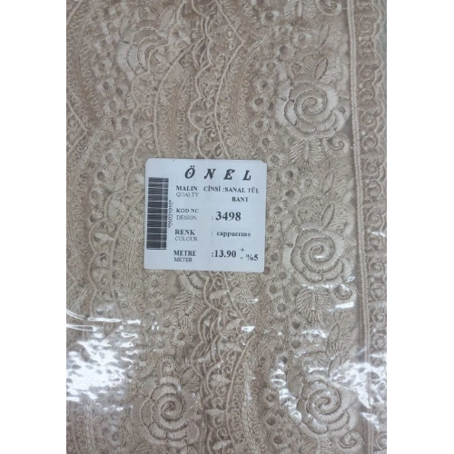 Dantel Polyester Sanal Tül Bant Cappucino 13,90 Metre En 6 cm ON-3498-C