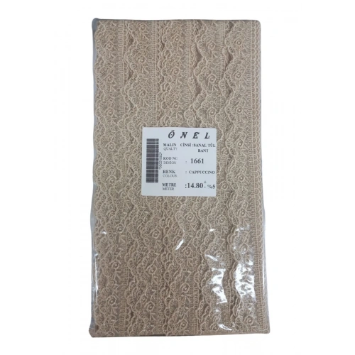 Dantel Polyester Sanal Tül Bant Cappucino 14,80 Metre En 6 Cm On-1661-c