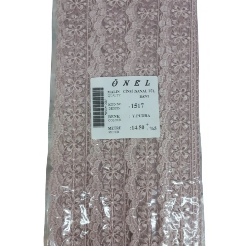 Dantel Polyester Sanal Tül Bant Y.pudra 14,50 Metre En 3 Cm On-1517-pu