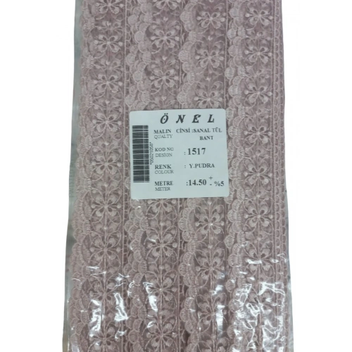 Dantel Polyester Sanal Tül Bant Y.Pudra 14,50 Metre En 3 cm ON-1517-PU