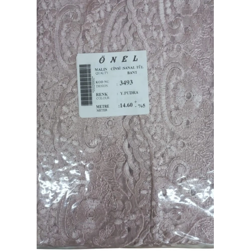 Dantel Polyester Sanal Tül Bant Y.pudra 14,60 Metre En 6 Cm On-3493-pu