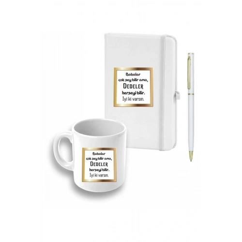 Dedeler Için Defter, Kalem Ve Kupa Seti