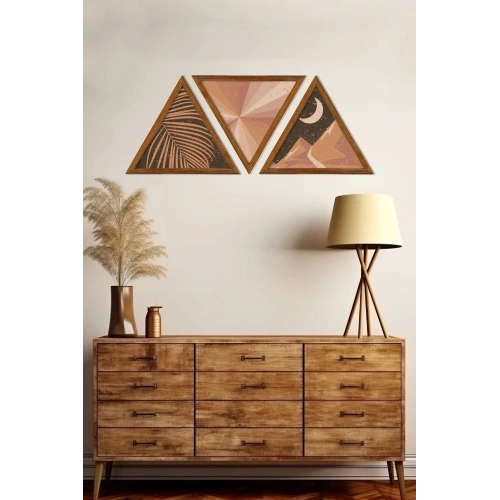 Dekoratif Üçgen Çerçeveli Ahşap Tablo Set 35 x 40