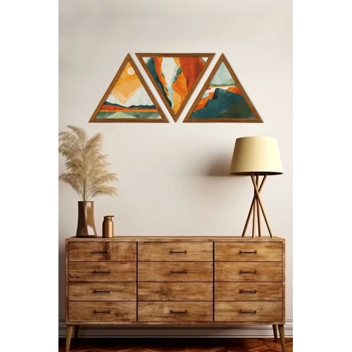 Dekoratif Üçgen Çerçeveli Ahşap Tablo Set 35 x 40
