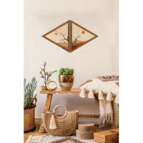 Dekoratif Üçgen Çerçeveli Ahşap Tablo Set 35 x 40