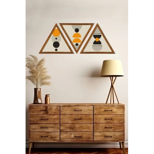 Dekoratif Üçgen Çerçeveli Ahşap Tablo Set 35 x 40