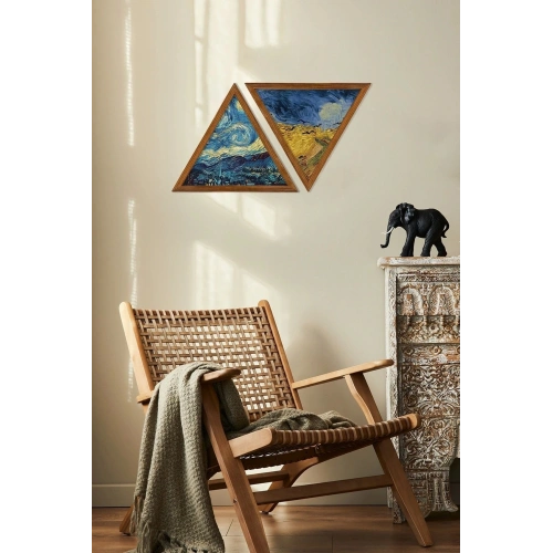 Dekoratif Üçgen Çerçeveli Ahşap Tablo Set 35 x 40