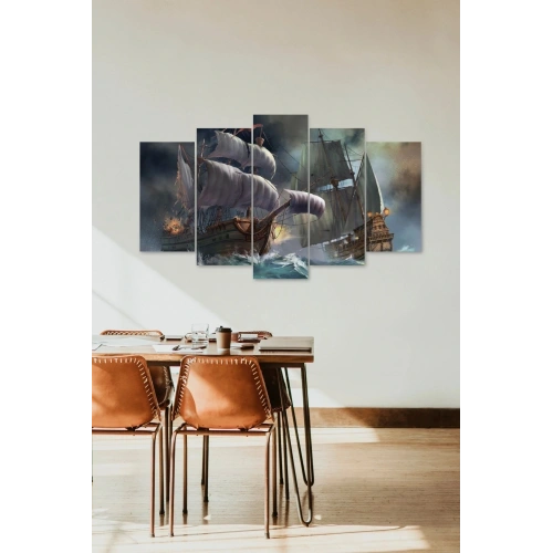 Deniz Manzarası 5 Parçalı Mdf Tablo