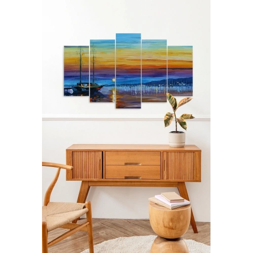 Deniz Manzarası 5 Parçalı Mdf Tablo 60 x 100