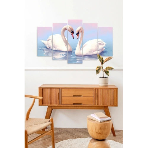 Deniz Manzarası Kuğu 5 Parçalı Mdf Tablo 60 x 100