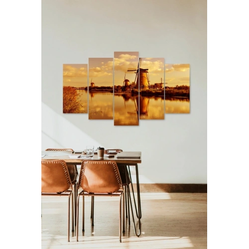 Deniz ve Rüzgar Gülü 5 Parçalı Mdf Tablo 60 x 100