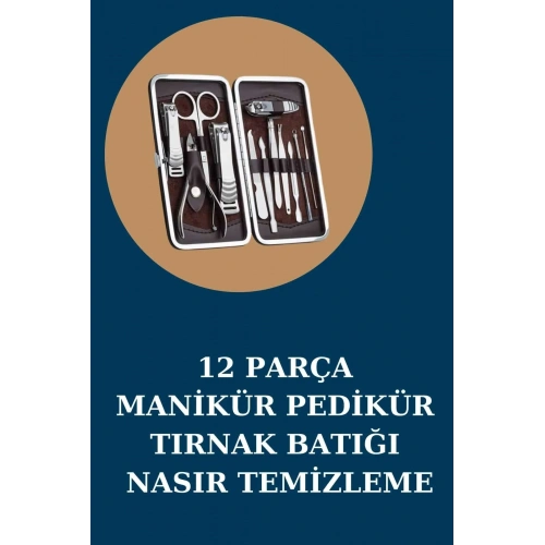 Deri Çantalı 12 Parça Manikür Pedikür Seti El Bakımı