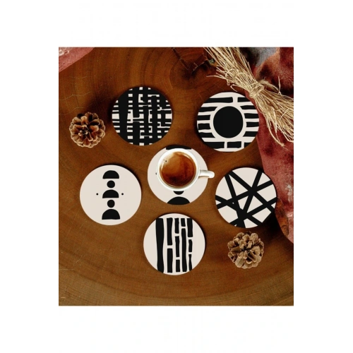 Desenli Mdf Bardak Altlığı 6 Adet