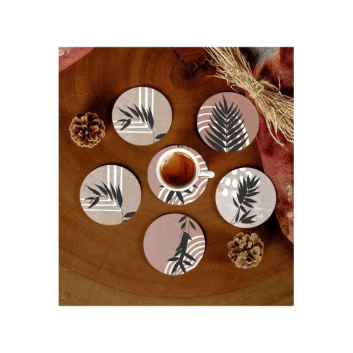 Desenli Mdf Bardak Altlığı 6 Adet