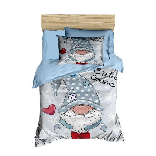 Digital Printed 3D Cotton Newborn Baby Bedding Set Cute Gnome Blue