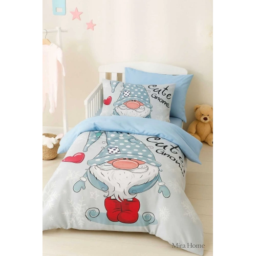 Digital Printed 3D Cotton Newborn Baby Bedding Set Cute Gnome Blue