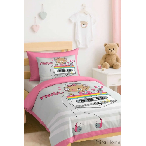 Digital Printed 3D Cotton Newborn Baby Bedding Set Enjoy Music