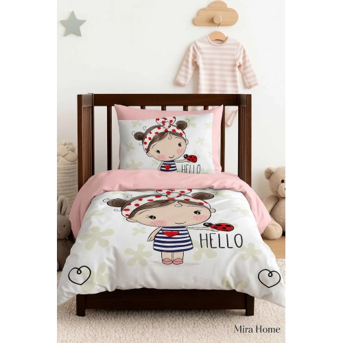 Digital Printed 3D Cotton Newborn Baby Bedding Set Hello Girl