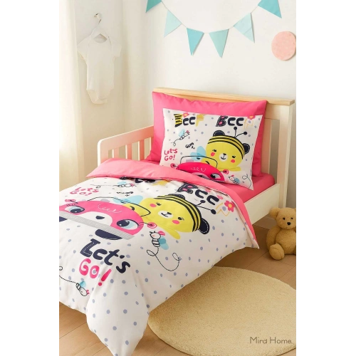 Digital Printed 3D Cotton Newborn Baby Bedding Set Lets Go Bee