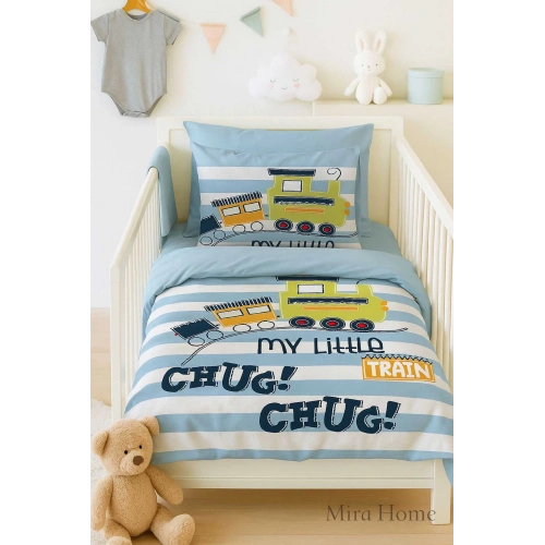 Digital Printed 3D Cotton Newborn Baby Bedding Set My Little Train