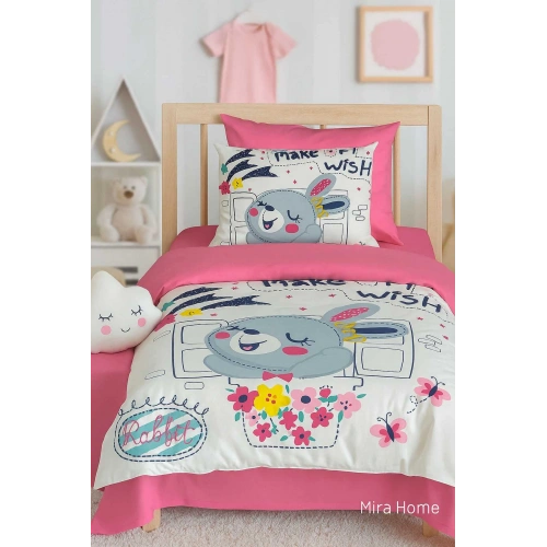 Digital Printed 3D Cotton Newborn Baby Bedding Set Wish Rabbit