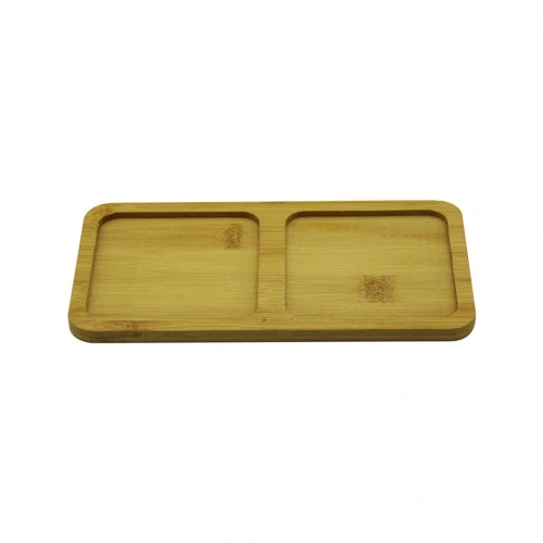 DİKDÖRTGEN - 2 BÖLMELİ - 10X19.5CM  AHŞAP BAMBU YAĞDANLIK ALTLIK (5365)