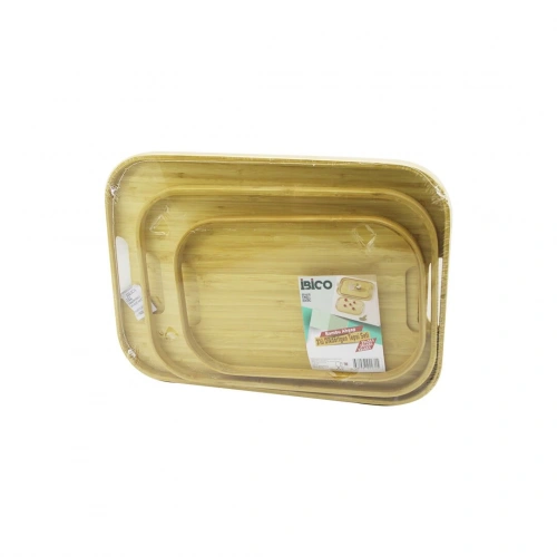 DİKDÖRTGEN - 3 BOY BAMBU AHŞAP TEPSİ SETİ 22X33--28X40--33X45CM (5365)
