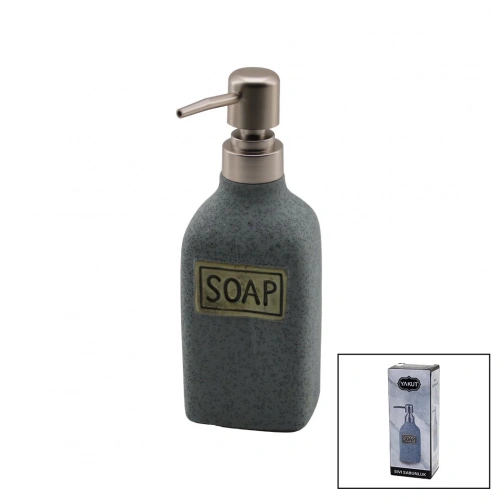 DİKDÖRTGEN GRİ - MAT DESEN SERAMİK SIVI SABUNLUK (5365)