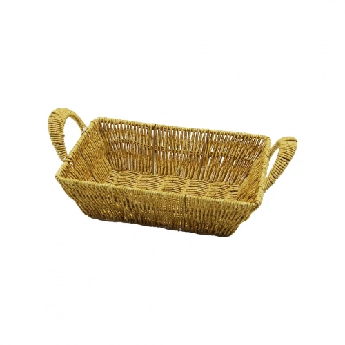 DİKDÖRTGEN PLASTİK HASIR EKMEK - ÇOK AMAÇLI SEPET KULPLU - METAL İSKELET TABAN:13.5X20- AĞIZ:19X26.5CM D:7.5CM (5365)